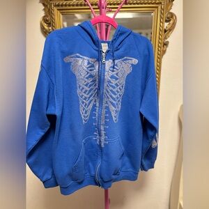 Blue Skeleton Design Hoodie
